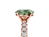 Rose gold Fancy Green Oval Cut Diamond Solitaire Pavé Engagement Ring with Round Band and Prong Setting_55