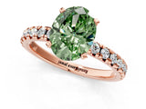 Rose gold Fancy Green Oval Cut Diamond Solitaire Pavé Engagement Ring with Round Band and Prong Setting_69