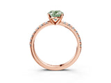 Rose gold Fancy Green Oval Cut Diamond Solitaire Pavé Engagement Ring with Round Band and Prong Setting_71