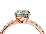 Rose gold Fancy Green Oval Cut Diamond Solitaire Pavé Engagement Ring with Round Band and Prong Setting_72