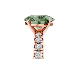 Rose gold Fancy Green Oval Cut Diamond Solitaire Pavé Engagement Ring with Round Band and Prong Setting_73