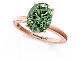 Rose gold Fancy Green Oval Cut Diamond Solitaire Ring with Classic Band and Four-Prong Setting_1