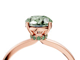 Rose gold Fancy Green Oval Cut Diamond Solitaire Ring with Classic Band and Four-Prong Setting_4
