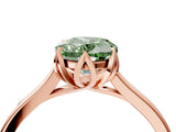 Rose gold Fancy Green Oval Cut Diamond Solitaire Ring with Flower Prong Setting and Classic Band_17