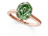 Rose gold Fancy Green Oval Cut Diamond Solitaire Ring with Flower Prong Setting and Classic Band_39