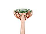 Rose gold Fancy Green Oval Cut Diamond Solitaire Ring with Flower Prong Setting and Classic Band_43
