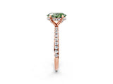 Rose gold Fancy Green Oval Cut Diamond Solitaire Ring with Four-Prong Setting and Pavé Band_5