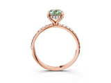 Rose gold Fancy Green Oval Cut Diamond Solitaire Ring with Four-Prong Setting and Pavé Band_6