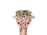 Rose gold Fancy Green Oval Cut Diamond Solitaire Ring with Hidden Halo and Pavé Band_32