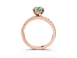 Rose gold Fancy Green Oval Cut Diamond Solitaire Ring with Pavé Band and Four-Prong Setting_64