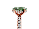 Rose gold Fancy Green Oval Cut Diamond Solitaire Ring with Pavé Band and Four-Prong Setting_66