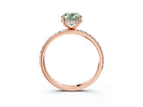 Rose gold Fancy Green Oval Cut Diamond Solitaire Ring with Pavé Band and Hidden Halo_22