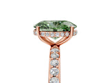 Rose gold Fancy Green Oval Cut Diamond Solitaire Ring with Pavé Band and Hidden Halo_24