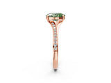 Rose gold Fancy Green Oval Cut Diamond Solitaire Ring with Pavé Band and Prong Setting_14