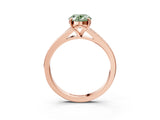 Rose gold Fancy Green Oval Cut Diamond Solitaire Ring with Pavé Band and Prong Setting_15
