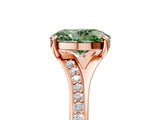 Rose gold Fancy Green Oval Cut Diamond Solitaire Ring with Pavé Band and Prong Setting_17