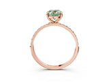 Rose gold Fancy Green Oval Cut Diamond Solitaire Ring with Pave Band and Four Prong Setting_110