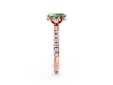 Rose gold Fancy Green Oval Cut Diamond Solitaire Ring with Round  Pavé Band and Four-Prong Setting_38