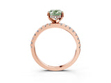 Rose gold Fancy Green Oval Cut Diamond Solitaire Ring with Round  Pavé Band and Four-Prong Setting_39