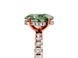 Rose gold Fancy Green Oval Cut Diamond Solitaire Ring with Round  Pavé Band and Four-Prong Setting_41