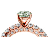 Rose gold Fancy Green Oval Cut Diamond Solitaire Ring with Shared Prong Pavé Band and Four-Prong Setting_62