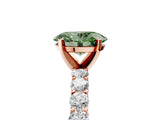 Rose gold Fancy Green Oval Cut Diamond Solitaire Ring with Shared Prong Pavé Band and Four-Prong Setting_63