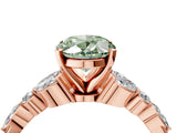 Rose gold Fancy Green Oval Cut Diamond Solitaire Ring with Side Stones and Four-Prong Setting_53