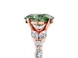 Rose gold Fancy Green Oval Cut Diamond Solitaire Ring with Side Stones and Four-Prong Setting_54