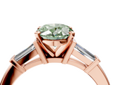 Rose gold Fancy Green Oval  Cut Diamond Solitaire Ring with Tapered Baguette Accents and Four-Prong Setting_80