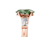 Rose gold Fancy Green Oval  Cut Diamond Solitaire Ring with Tapered Baguette Accents and Four-Prong Setting_81