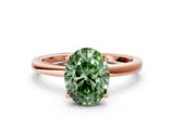 Rose gold Fancy Green Oval Cut Diamond Solitaire Ring with Thin Band and Prong Setting_12