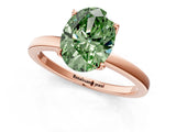 Rose gold Fancy Green Oval Cut Diamond Solitaire Ring with Thin Band and Prong Setting_13