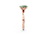Rose gold Fancy Green Oval Cut Diamond Solitaire Ring with Thin Band and Prong Setting_14
