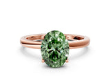 Rose gold Fancy Green Oval Cut Diamond Solitaire Ring with Thin Band and Prong Setting_24