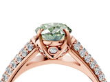 Rose gold Fancy Green Oval Cut Diamond Solitaire Ring with Three-Row Pavé Band and Four-Prong Setting_40