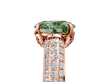 Rose gold Fancy Green Oval Cut Diamond Solitaire Ring with Three-Row Pavé Band and Four-Prong Setting_41