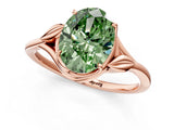 Rose gold Fancy Green Oval Cut Diamond Solitaire Ring with Twist Band and Four-Prong Setting_57