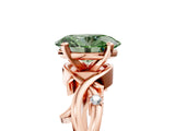 Rose gold Fancy Green Oval Cut Diamond Solitaire Ring with Twisted Band and Prong Setting_256