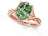 Rose gold Fancy Green Oval Cut Diamond Solitaire Twist Band Prong Setting Ring_80