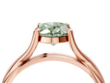 Rose gold Fancy Green Oval Cut Diamond Solitaire Twist Band Prong Setting Ring_83