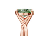 Rose gold Fancy Green Oval Cut Diamond Solitaire Twist Band Prong Setting Ring_84