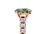 Rose gold Fancy Green Oval  Cut Diamond Solitaire with Pave Band and Four-Prong Setting_181