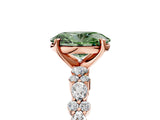 Rose gold Fancy Green Oval Cut Diamond Solitaire with Side Stones, Pave Band, Four-Prong Setting_107