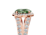 Rose gold Fancy Green Oval Cut Diamond Split Shank Halo Ring with Four-Prong Setting_64