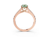 Rose gold Fancy Green Oval Cut Diamond Split Shank Pavé Engagement Ring with Four-Prong Setting_80