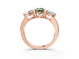 Rose gold Fancy Green Oval Cut Diamond Three-Stone Ring with Prong Setting and Classic Band_114