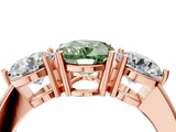 Rose gold Fancy Green Oval Cut Diamond Three-Stone Ring with Prong Setting and Classic Band_115
