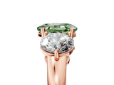 Rose gold Fancy Green Oval Cut Diamond Three-Stone Ring with Prong Setting and Classic Band_116