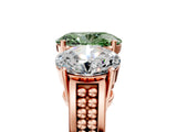 Rose gold Fancy Green Oval Cut Diamond Three-Stone Ring with Prong Setting and Textured Band_17