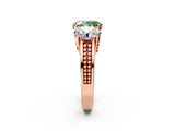 Rose gold Fancy Green Oval Cut Diamond Three-Stone Ring with Prong Setting and Textured Band_26
